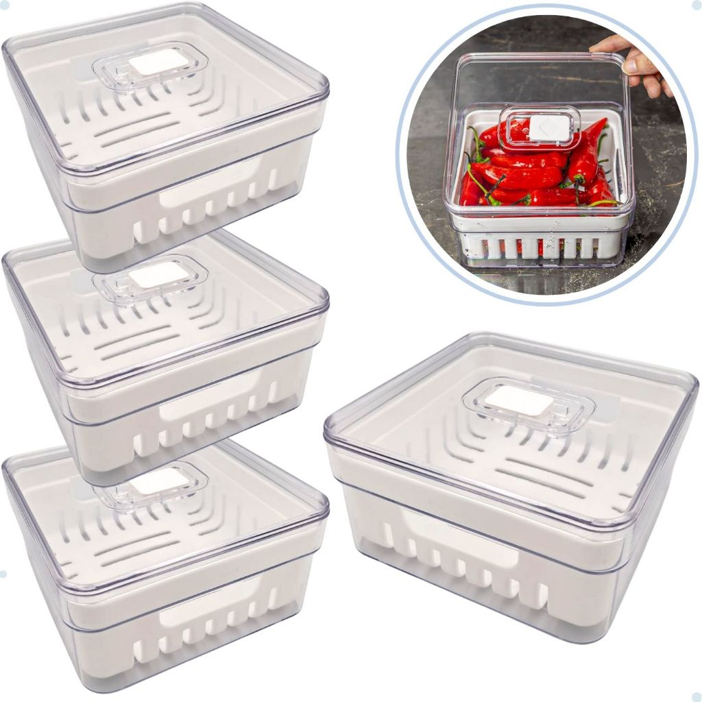 Kit 4 Organizadores De Geladeira 1,4 Litros Com Cesto - Plastutti em Oferta na Shopee