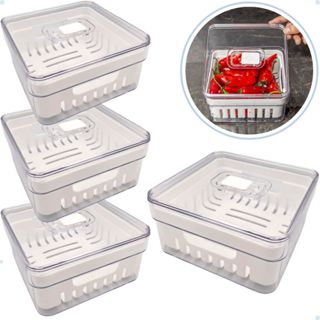 Kit 4 Organizadores De Geladeira 1,4 Litros Com Cesto - Plastutti em Oferta na Shopee