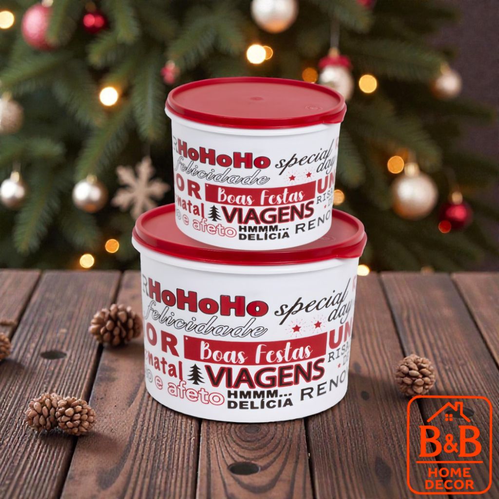 Pote Mantimento Natal 2,7L 1,3L Premium Decorativo Ceia de Natal Armazenar Panetone Doces alimentos