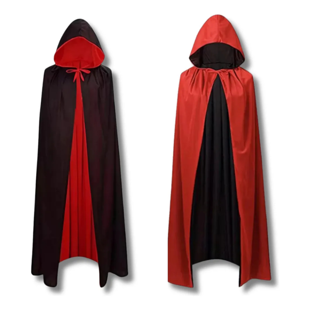 Capa De Exú Dupla Face Cetim Com Capuz Preta E Vermelha Preto E Vermelho Tamanho Unico