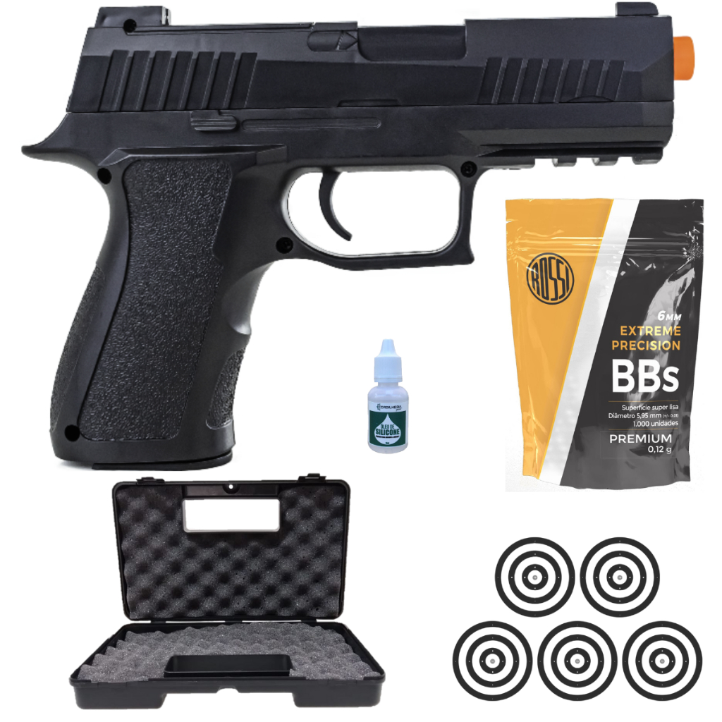 PISTOLA DE AIRSOFT ROSSI P320 V311 SPRING 6MM +  ACESSÓRIOS COMPLETOS em Oferta na Shopee