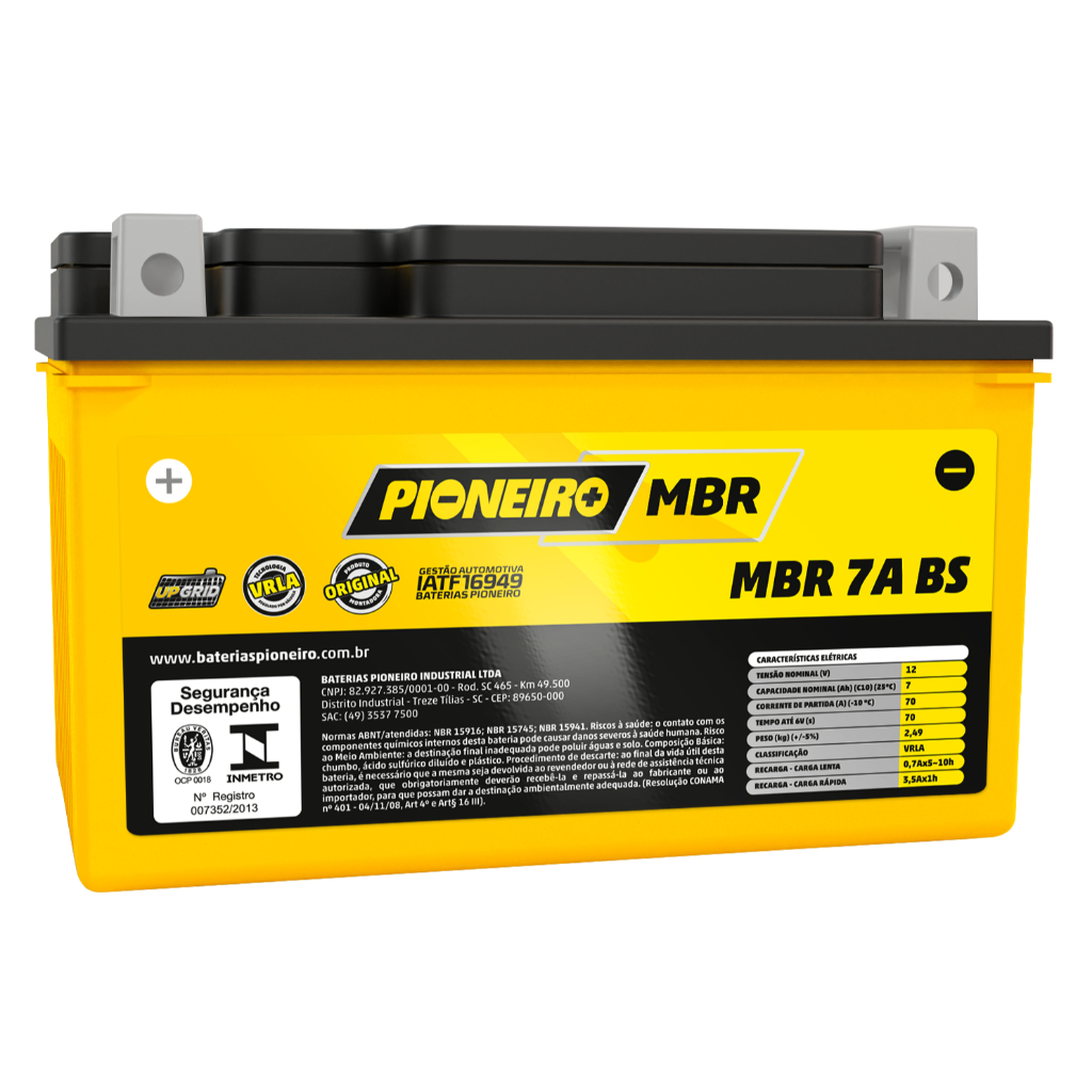 Bateria Moto Dafra Nh 190 Pioneiro Mbr 7a Bs 12v 7ah