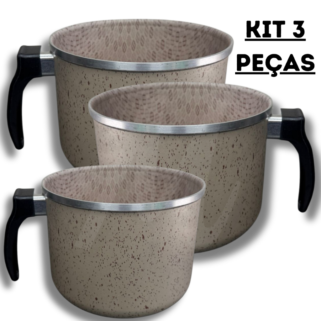 JOGO DE CANECAO , KIT FERVEDOR LEITEIRA TEFLON MMS, ANTIADERENTE 2 ou 3 PEÇAS em Oferta na Shopee