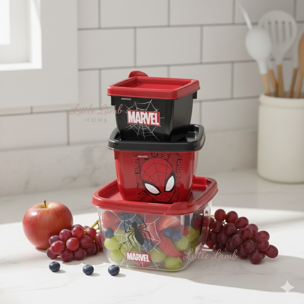 Homem aranha 3 potes encaixa livre BPA fruta Plasútil