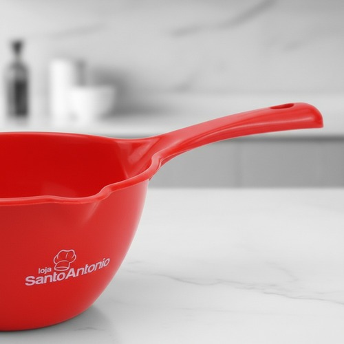 Panelinha Para Derreter Chocolate Multiuso Plástica Vermelha 1,1L — imagem 2 de 2