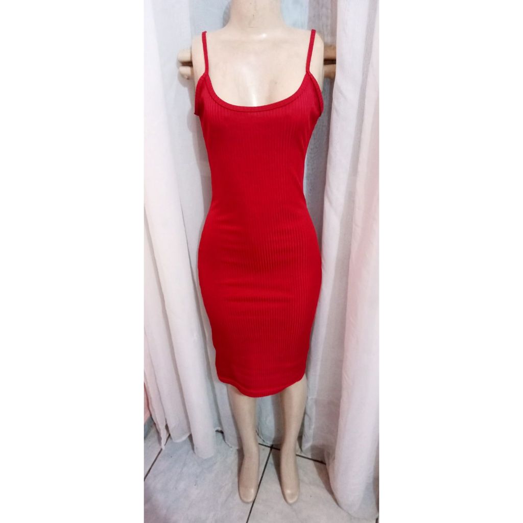 vestido canelado vermelho / res- poliéster com 10 % de elastano Casamento Blogueiras-elegante/natal fim de ano