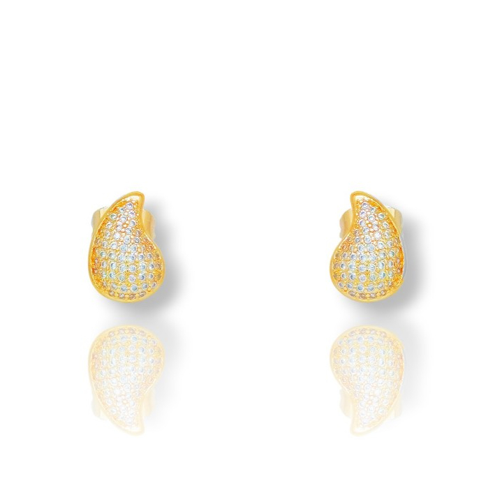 Brinco Gota Pavê com Micro Zircônias Folheado a Ouro – Joia Elegante Feminina