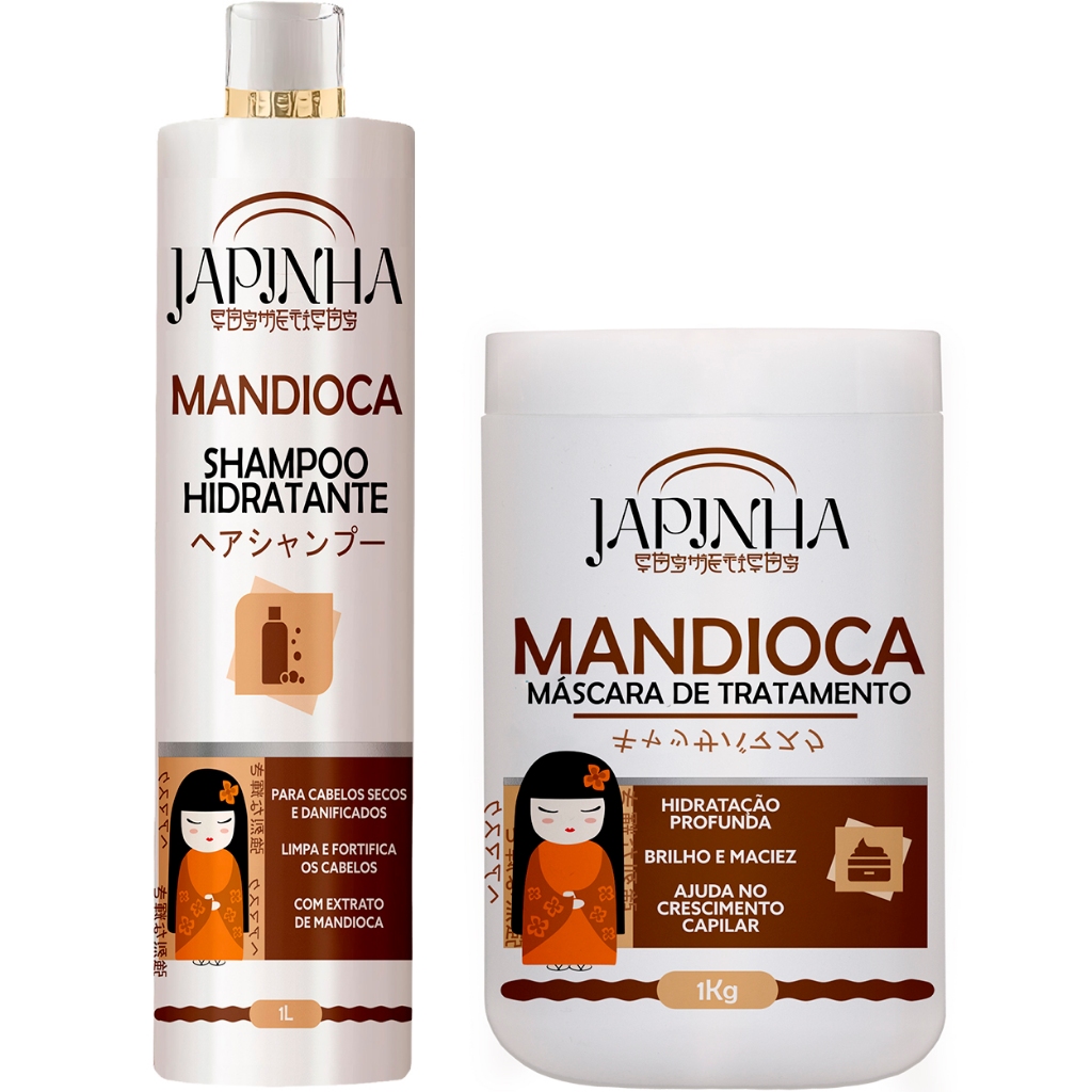 Kit Hidratação de Mandioca 1L | Japinha Cosméticos 🤎