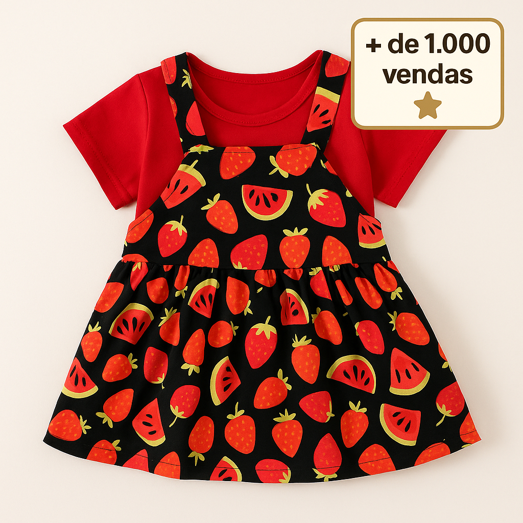 Conjunto Infantil Menina Verão Jardineira Blusa e Vestido - Embalado Para Presente Envio Rápido em Oferta na Shopee