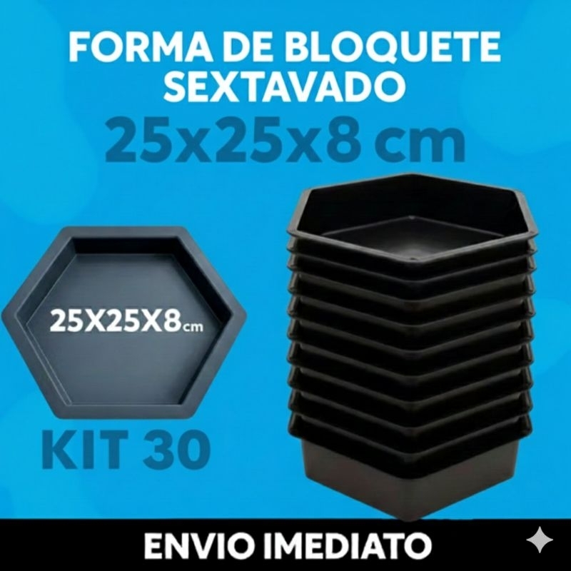 Bloquete Paver 25x25x8 Profissional Kit 30 E Kit 10 Formas – Alta Produção na Construção em Oferta na Shopee