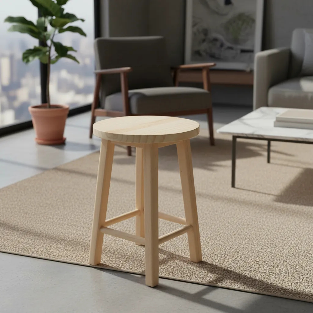 Banquinho Banqueta de Madeira Pinus Cru 41cm Resistência e Qualidade Cagema em Oferta na Shopee