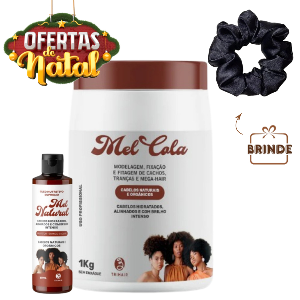 Kit Mel Cola 1k Óleo Nutritivo Mel Natural 60 ml Trihair em Oferta na Shopee