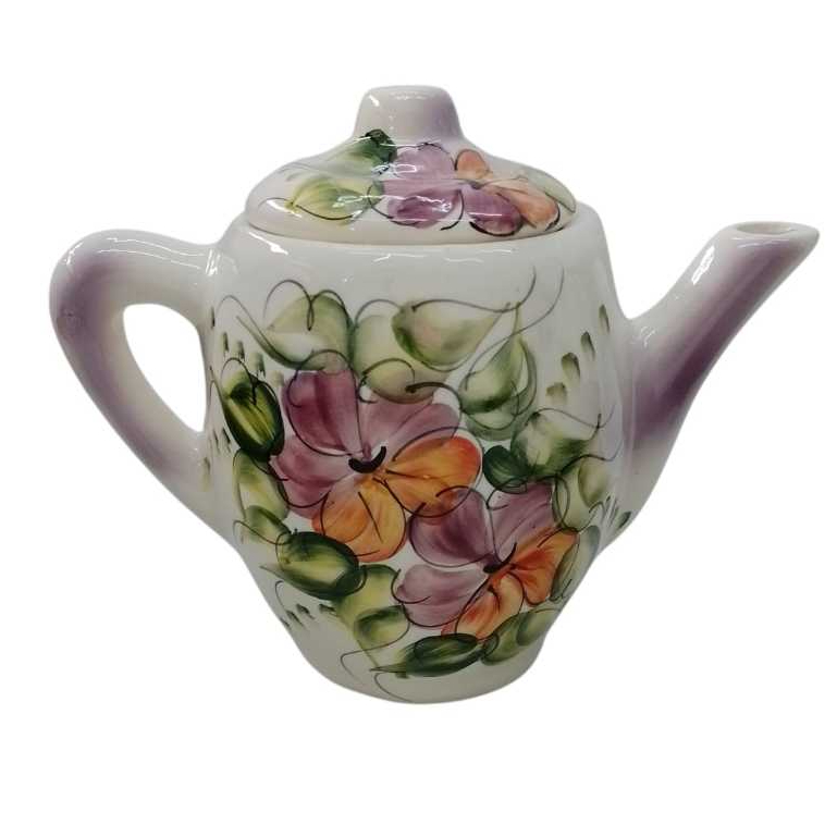 Bule Cerâmica Artesanal Esmaltada Porcelana -Pintado á mão- Porto - Ferreira