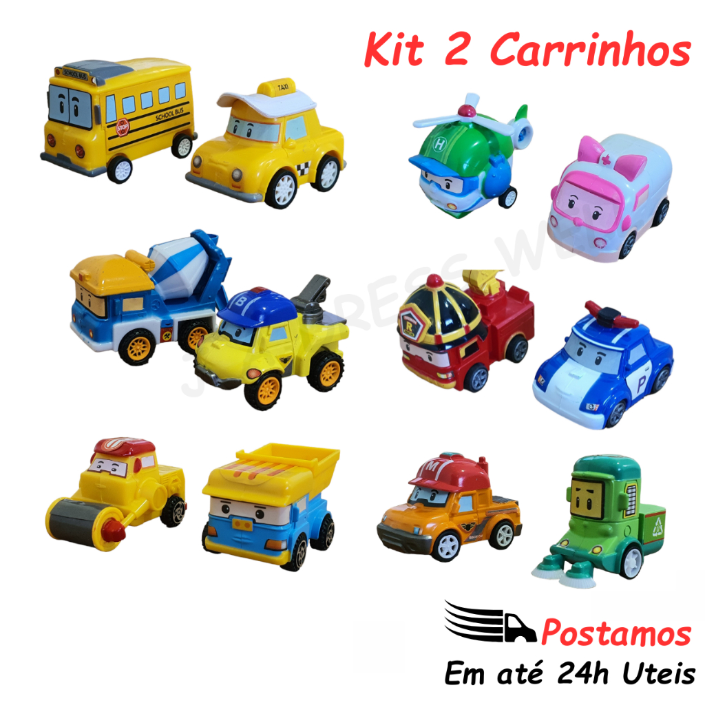 Kit 2 Robocar Poli Carrinhos De Fricção Coleção Infantil