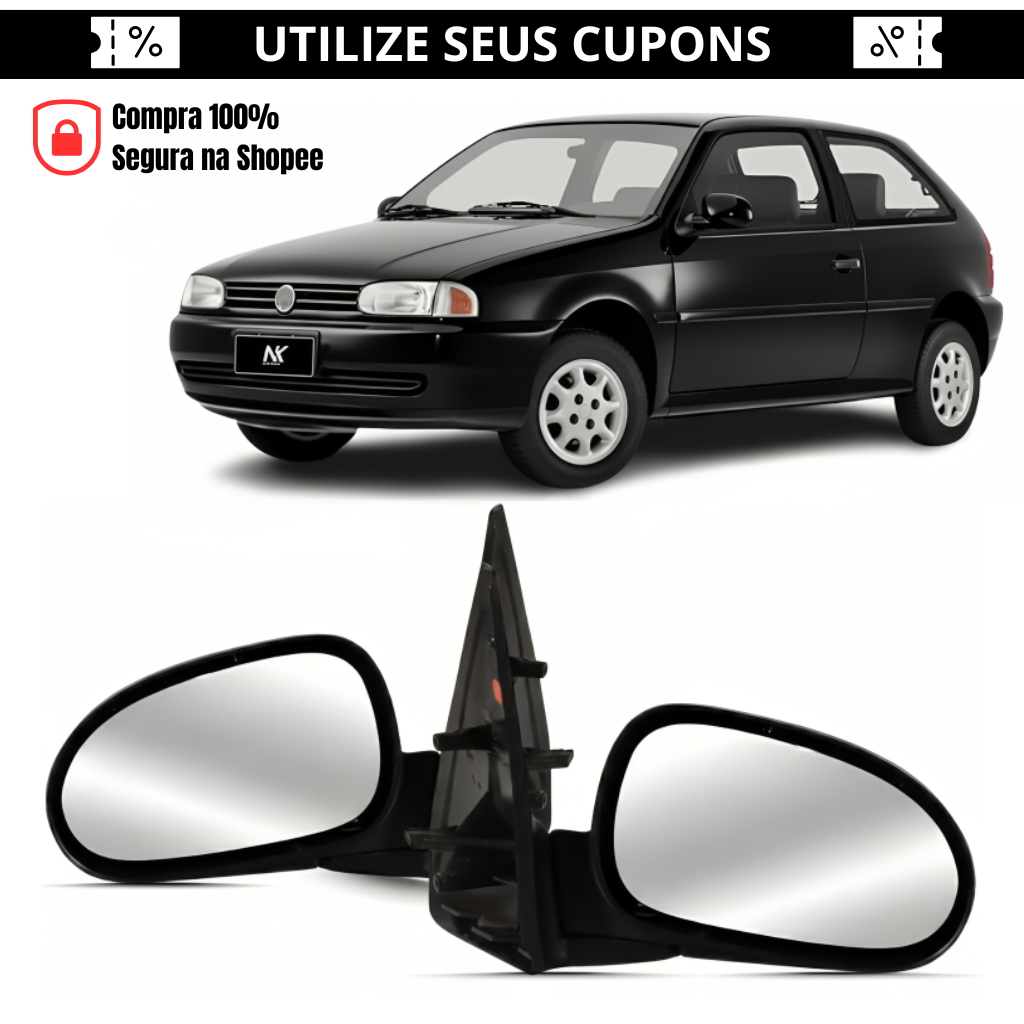 Par/Un Retrovisor Gol Parati G2 Bola 95 96 97 98 99 Manual Novo 1ª Linha