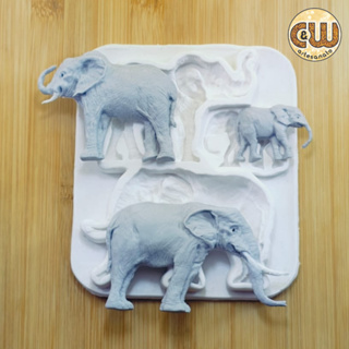 Molde Silicone Elefante com 3  Safari Confeitaria e Artesanato – Biscuit - Festa em Oferta na Shopee