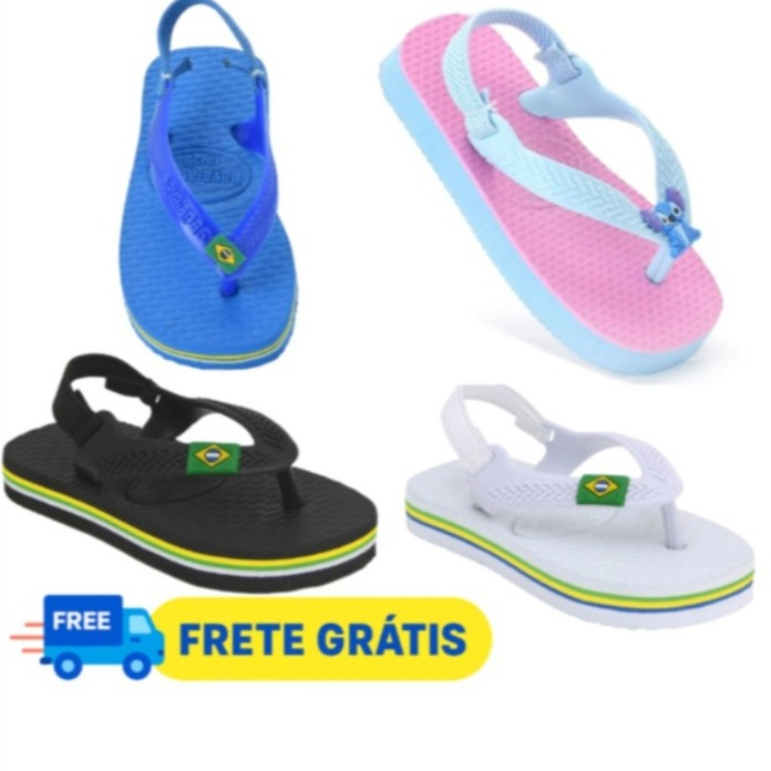 KIT 2 Chinelos ou 1 Do Brasil Bebê Sandália Baby brasil Menina Menino Borracha 100%-002 em Oferta na Shopee