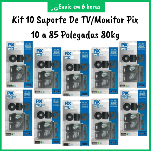 Kit Com 10 Suporte Universal Fixo Para Smart TV Monitor LED LCD Parede Painel 10 á 85 Polegadas