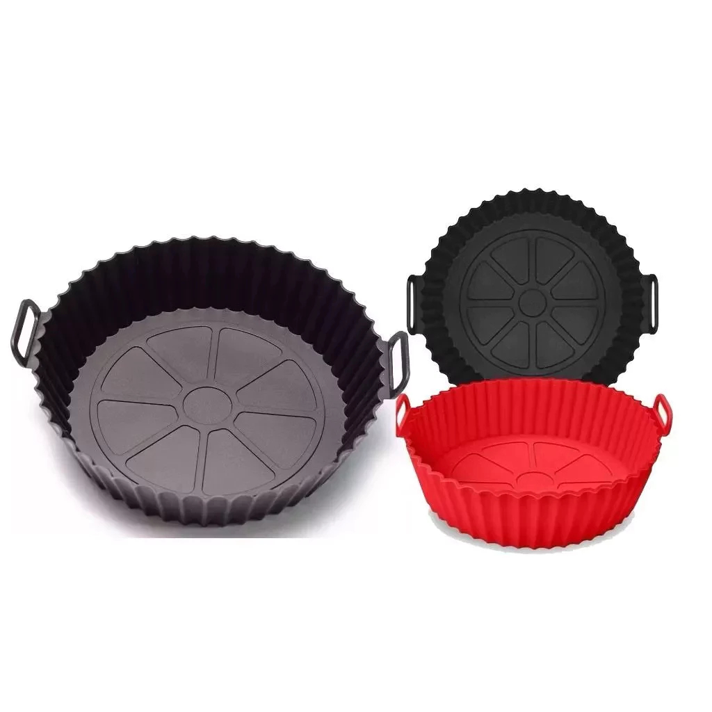 Forma de silicone air fryer, forno, micro-ondas, antiaderente - fritadeira e assadeira - maleável - resistente - 20cm
