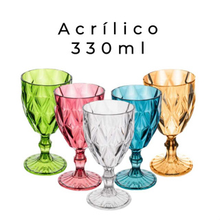 Jogo 6 Taça de Acrílico Diamond Lyor 330 ml  Grande Mesa Posta em Oferta na Shopee