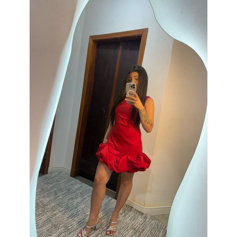 Vestido Femenino, vestido de verão, vestido de Natal, vestido de babado para Natal, vestido de festa