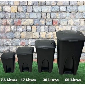 OFERTA Lixeira de Pedal Resistente Preta 7,5L / 17L / 30L / 65L Cozinha, Banheiro, Quintal! INJEPLASTEC