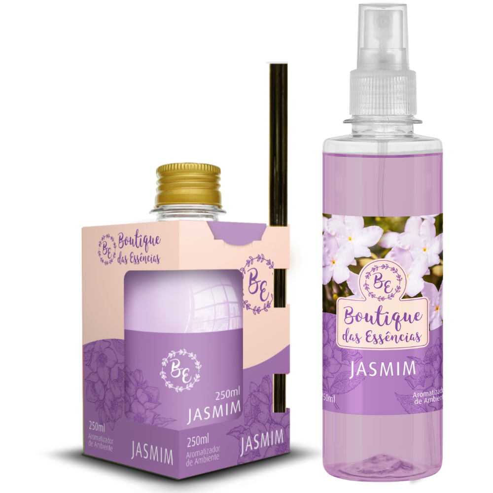 KIT JASMIM - Aromatizador de Ambiente 250ml + Spray 250ml em Oferta na Shopee
