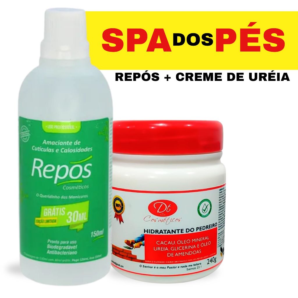 KIT SPA DOS PÉS -Hidratante do Pedreiro 240g + Repós 150ml |Hidrata,Alivia,Suaviza e Recupera os Pés