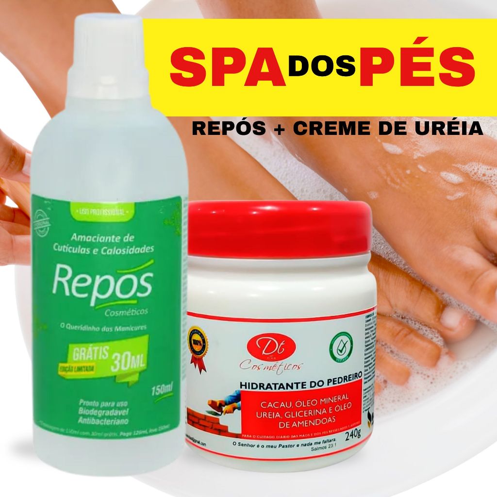 KIT SPA DOS PÉS -Hidratante do Pedreiro 240g + Repós 150ml | Tratamento P/Rachaduras,Recupera os Pés