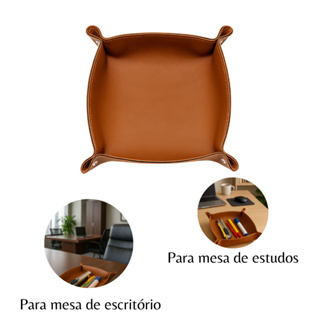 Porta Treco de mesa em Couro Sintético Premium Caramelo em Oferta na Shopee