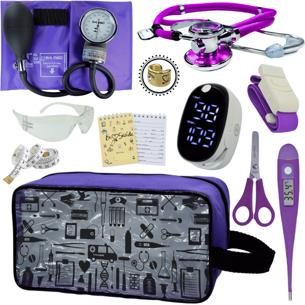 Kit Enfermagem Esteto Estetoscopio Aparelho Pressao Aneroide Academico Estagio