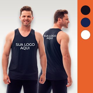 Regata dry fit básica estampada com a sua marca LEIA A DESCRIÇÃO em Oferta na Shopee