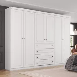Guarda Roupa Casal 6 Portas 4 Gavetas Americano Henn