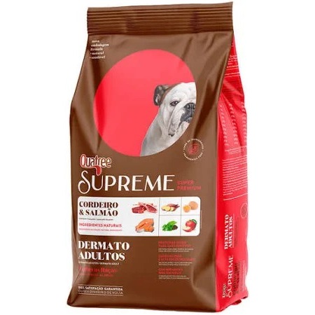 Quatree Supreme Dermato Cordeiro e Salmão Cães Adultos 1 KG NO Á GRANEL