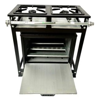 Fogão Industrial 2 Bocas Com Forno Alta Pressão 30x30 Perfil 5 Cristal Aço em Oferta na Shopee