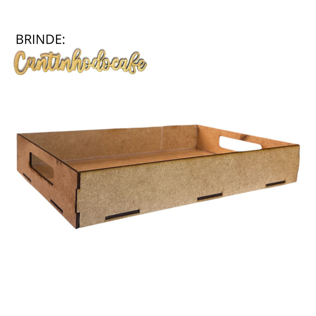 Bandeja Caixa Rentagular em MDF Lisa Bandejinha Decorativa em MDF Cru
