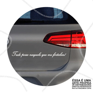 Adesivo | Tudo posso naqueke que me fortalece, Frase bíblica religiosa 28cm adesivo a prova dagua em Oferta na Shopee