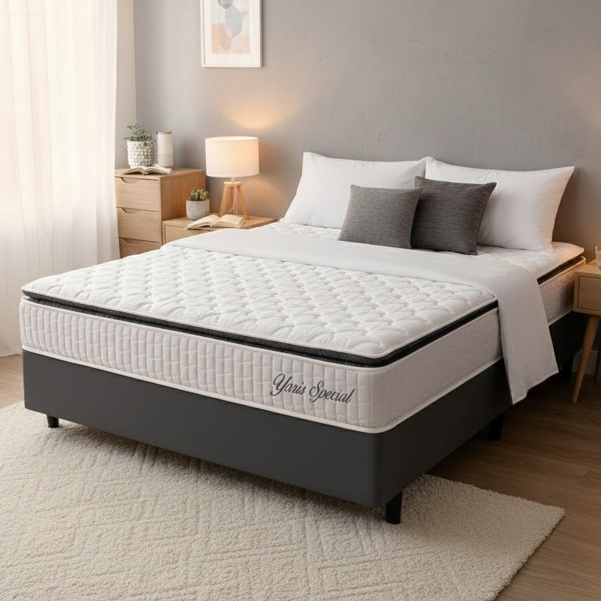 Conjunto Box Baú Casal Hellen Colchão com Molas Ensacadas Yaris Pillow Top 138x188x61cm em Oferta na Shopee