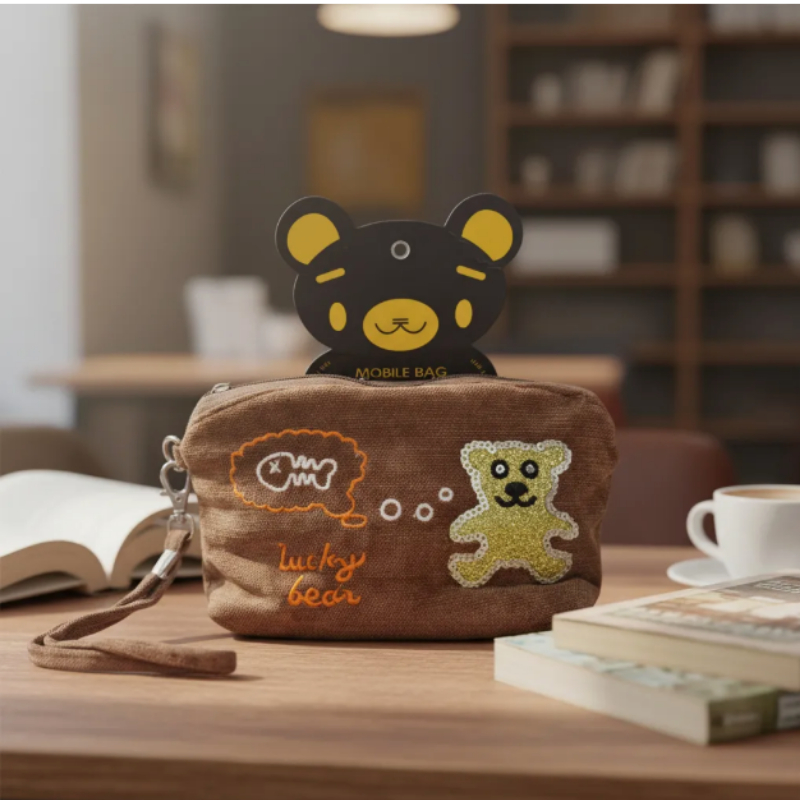 Mini Bolsinha De Mão Carteira Porta Celular Pequeno Dinheiro Bolsa Lucky Bear