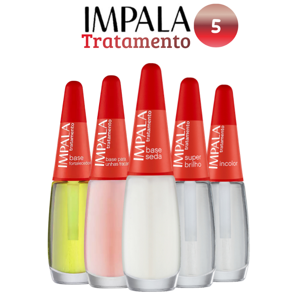 ESMALTE IMPALA KIT 5 BASES TRATAMENTO FORTALECEDORA DE UNHAS