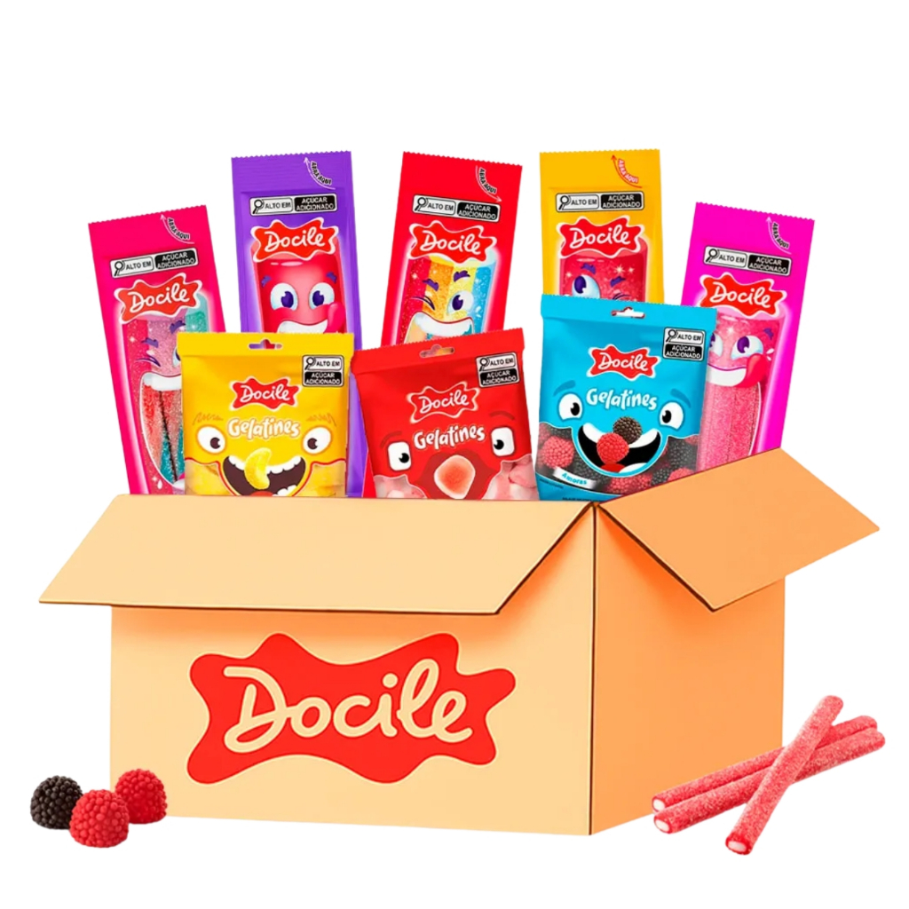 Kit Docile Balas de Gelatinas Sabores Sortidos - De 15 a 60 Unidades