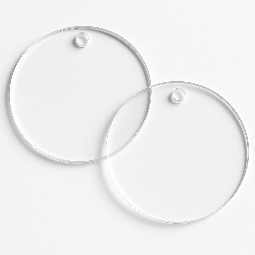 Kit 50 Unidades De Acrílico - Base Redonda C/ Furo P/ Chaveiros Lembrancinha Personalização