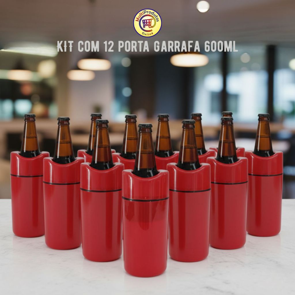 Kit 12 Porta Garrafa Térmico 600ml - Camisinha para Cerveja - Isopor para Cerveja | Bar |Restaurante