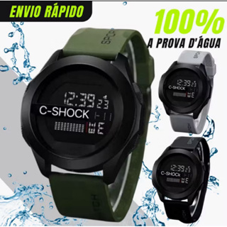 Relógio Digital C-Shock Masculino Esportivo resistente ’Água LED Resistência Alto Impacto Várias Cores em Oferta na Shopee