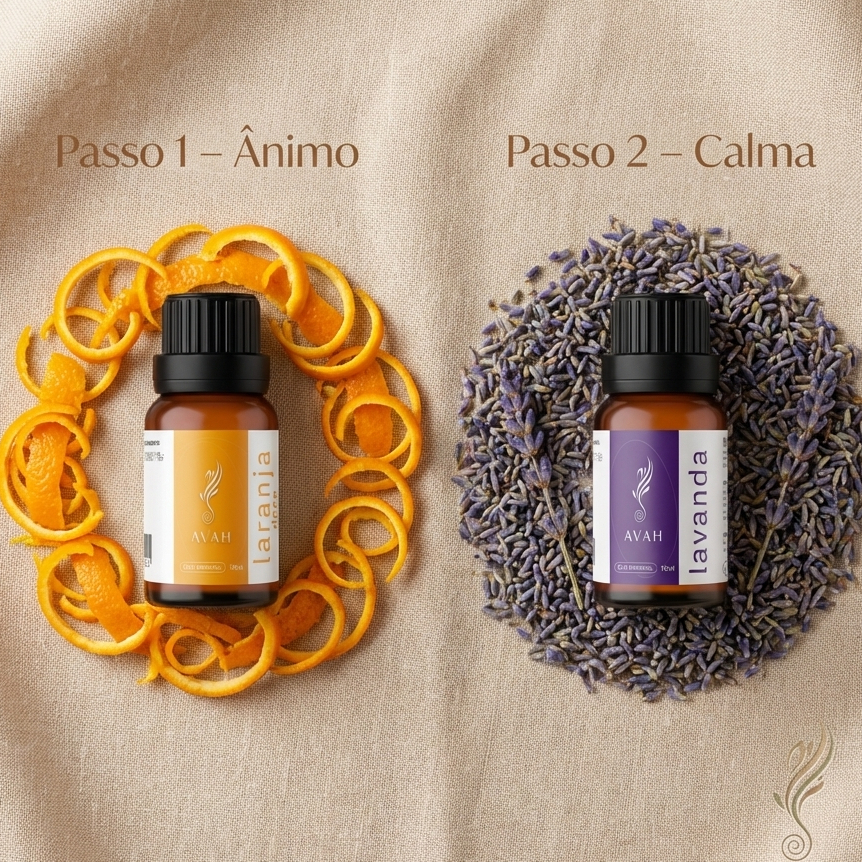 Kit Equilíbrio Emocional para Ansiedade e Ânimo | com Óleo Lavanda e Laranja Doce | Aromaterapia para Humor AVAH