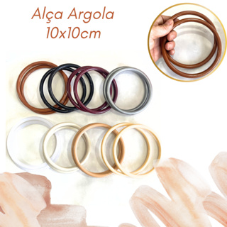 Par de alça em resina acrílica 10cm  várias cores para bolsa de mão crochê, macramê ou tricô em Oferta na Shopee