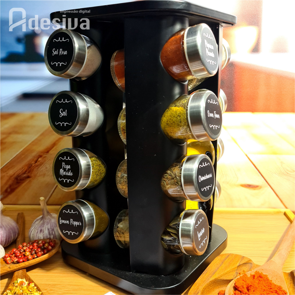 36 Etiquetas para Potes de Condimentos Temperos Mantimentos 3,8x3,8cm