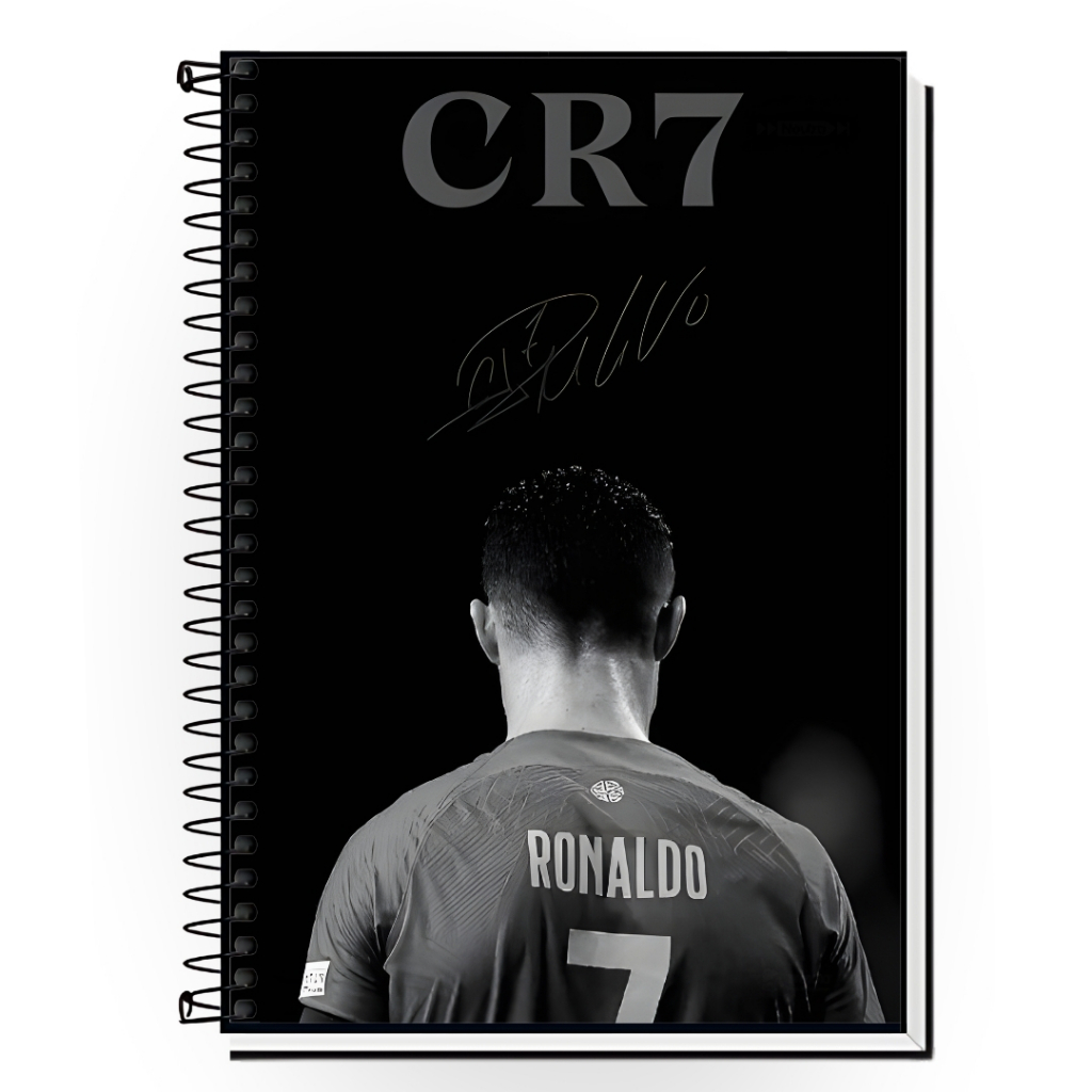 Caderno CR7 1,10,15 ou 20 Matérias Design Exclusivo  Capa Dura Premium | Ideal para Escola, Faculdade ou Presente