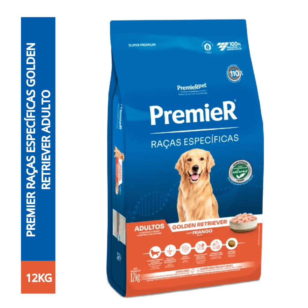 Ração Cachorro Golden Retriever Adulto Frango 12kg Premier
