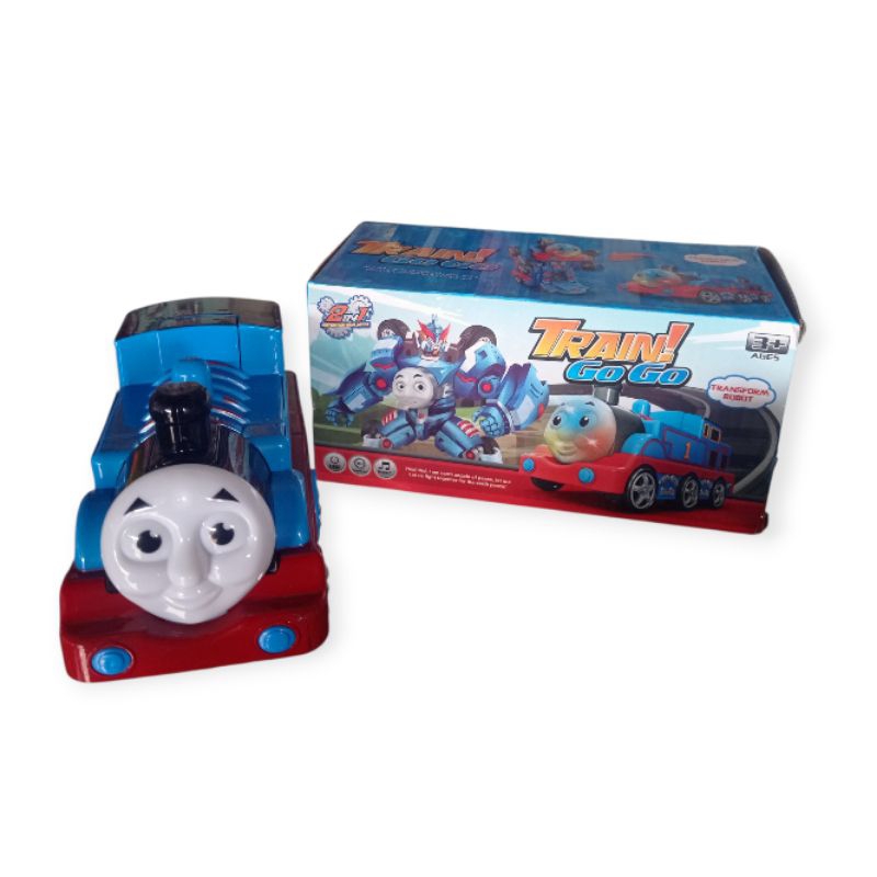 Trem Thomas vira robô com luzes e som a pilha movimentos musical brinquedo infantil